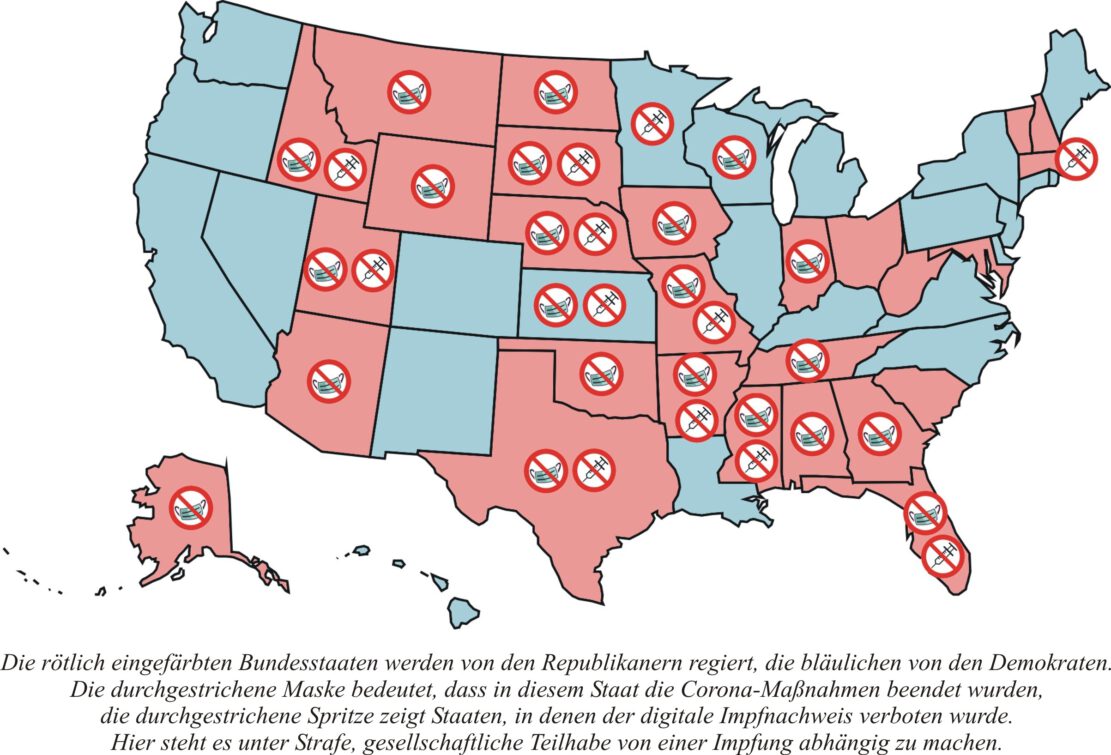 In 22 US-Bundesstaaten gibt es seit Monaten keinerlei Corona-Maßnahmen mehr … und trotzdem kein überlastetes Gesundheitswesen